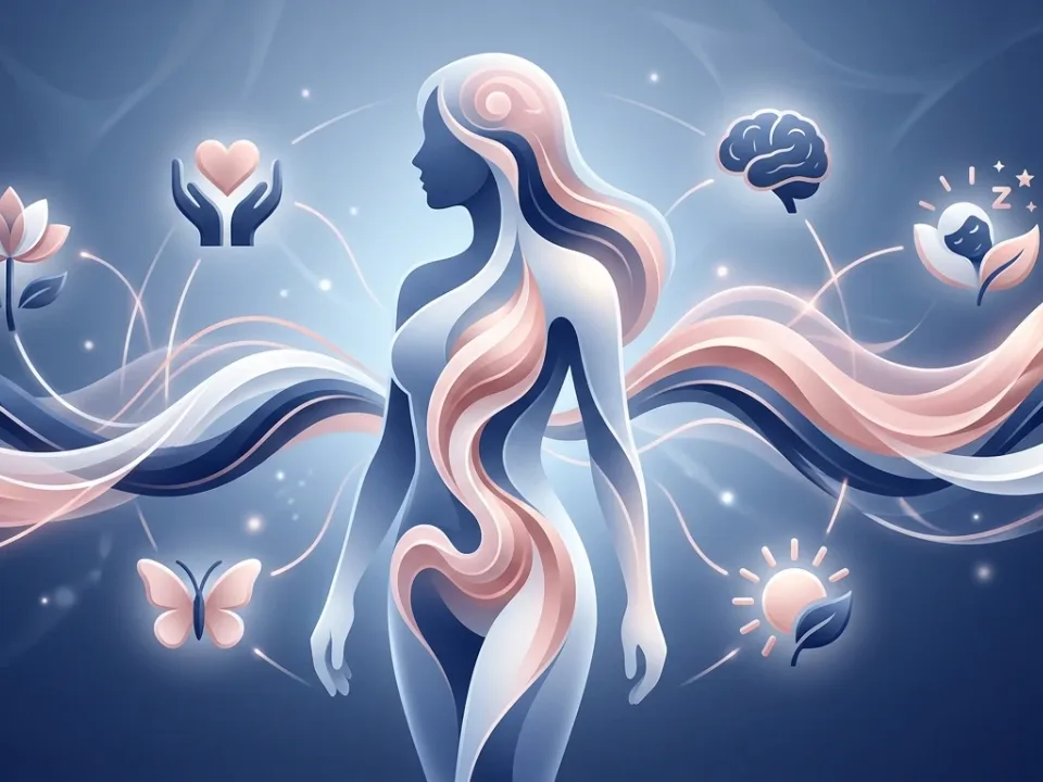 Ilustração médica — reposição hormonal feminina